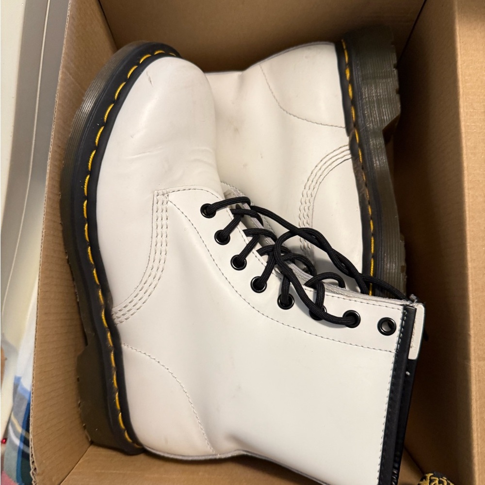 Dr. Martens White Smooth Leather Boots